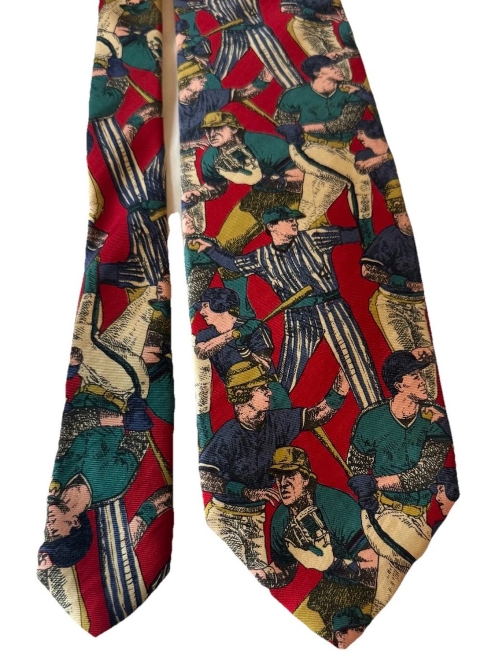 Vintage-Inspired Red Baseball Pattern Men's Tie